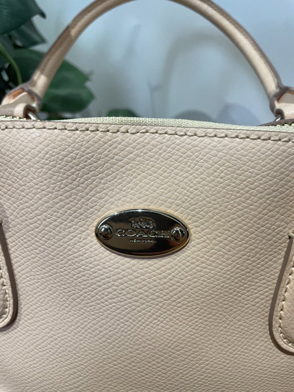 Coach Cora Domed Satchel Leather Peach and Cream Handbag - Picture 2 of 14